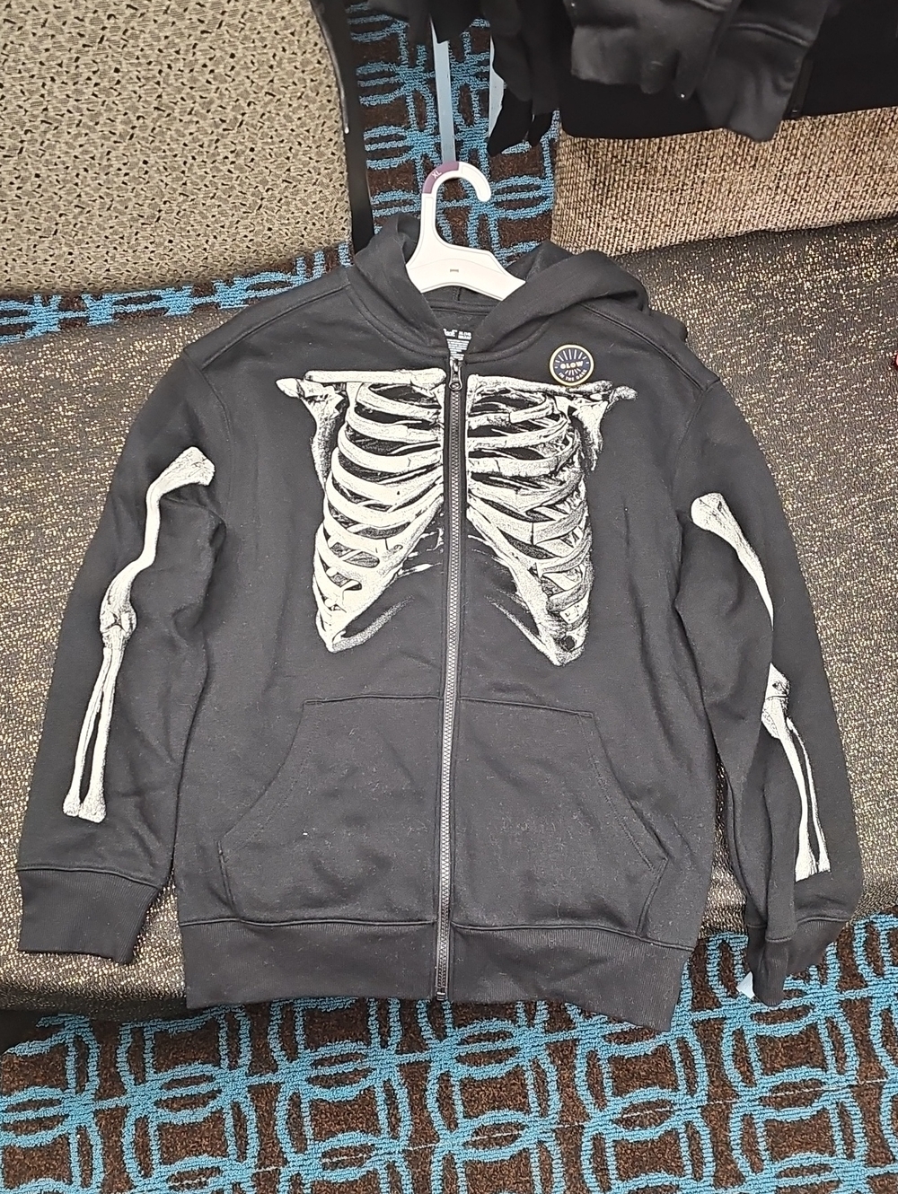 Cat & Jack Glow in Dark Zip-Up Hoodie with White Skeleton Print
